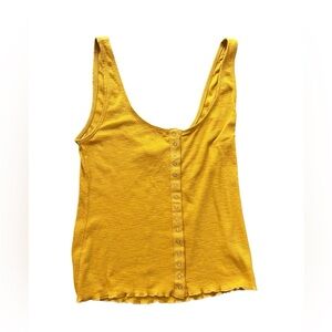 Free People Mustard Button-Front Tank Top Size Medium